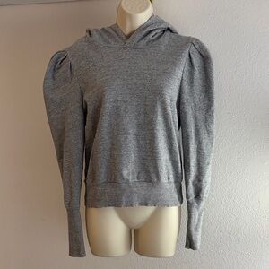 AG Adriano Goldschmied Puff Sleeve Hoodie Gray Size Small Soft Knit Sweatshirt